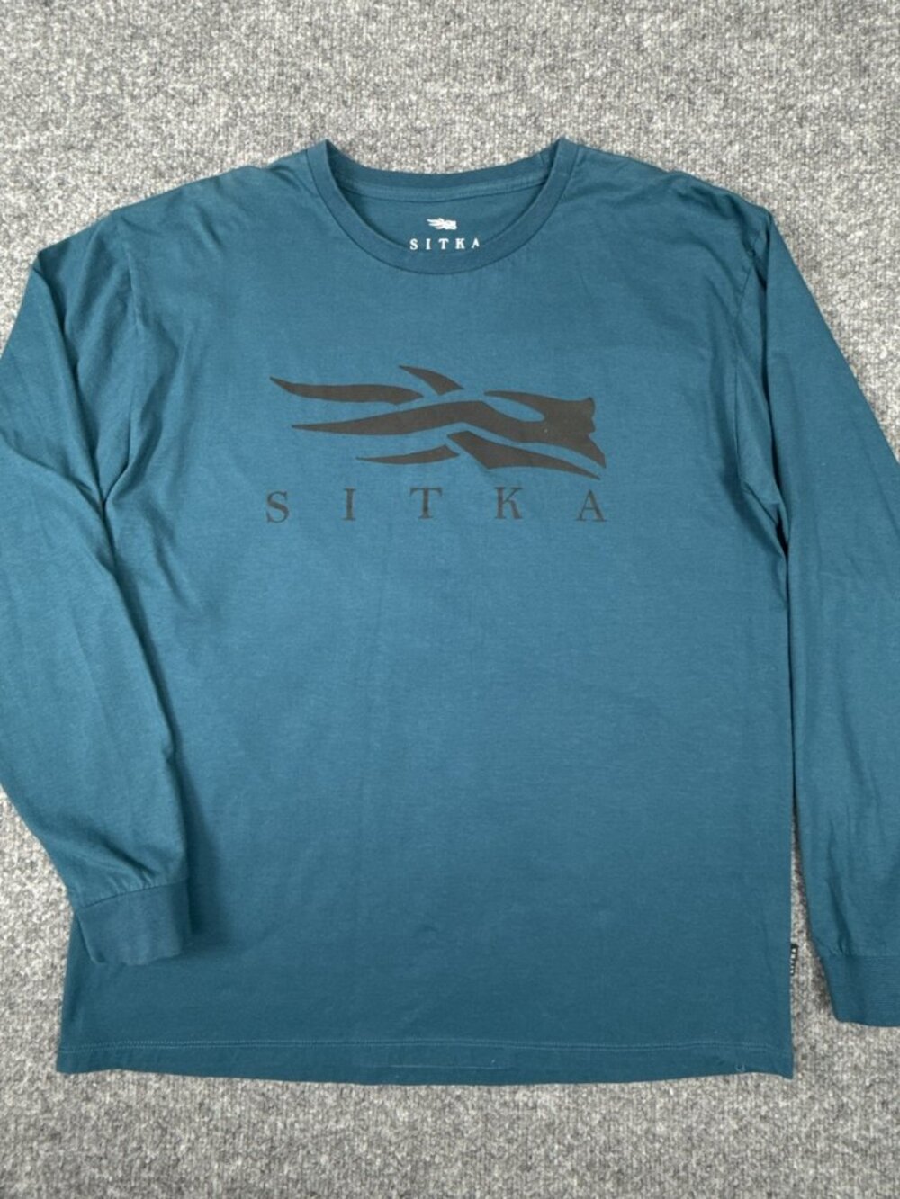 Sitka Gear Long Sleeve T-Shirt Large Teal Blue Pima Cotton Logo